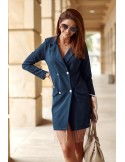 Dress/jacket with decorative chains, navy blue FG574 - Online store - Boutique